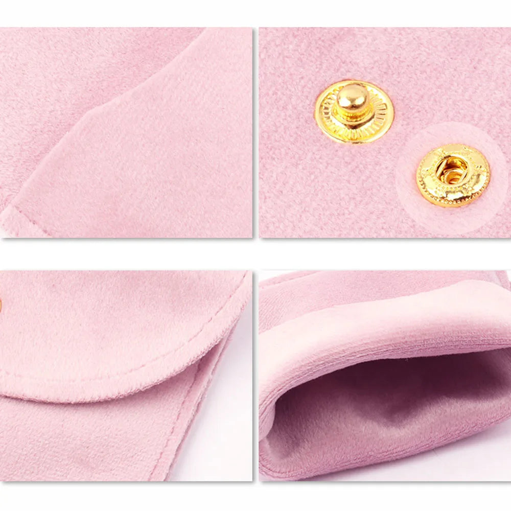 OPPOHERE Jewellery Snap Button Soft Velvet Pouch In Red/Pink/Beige/Grey/Blue & Green