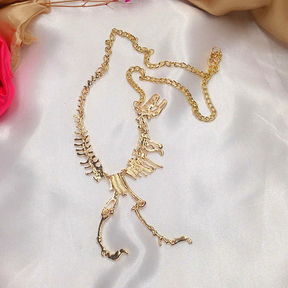 Exaggerated Dinosaur Skeleton Pendant Zinc Alloy Necklaces