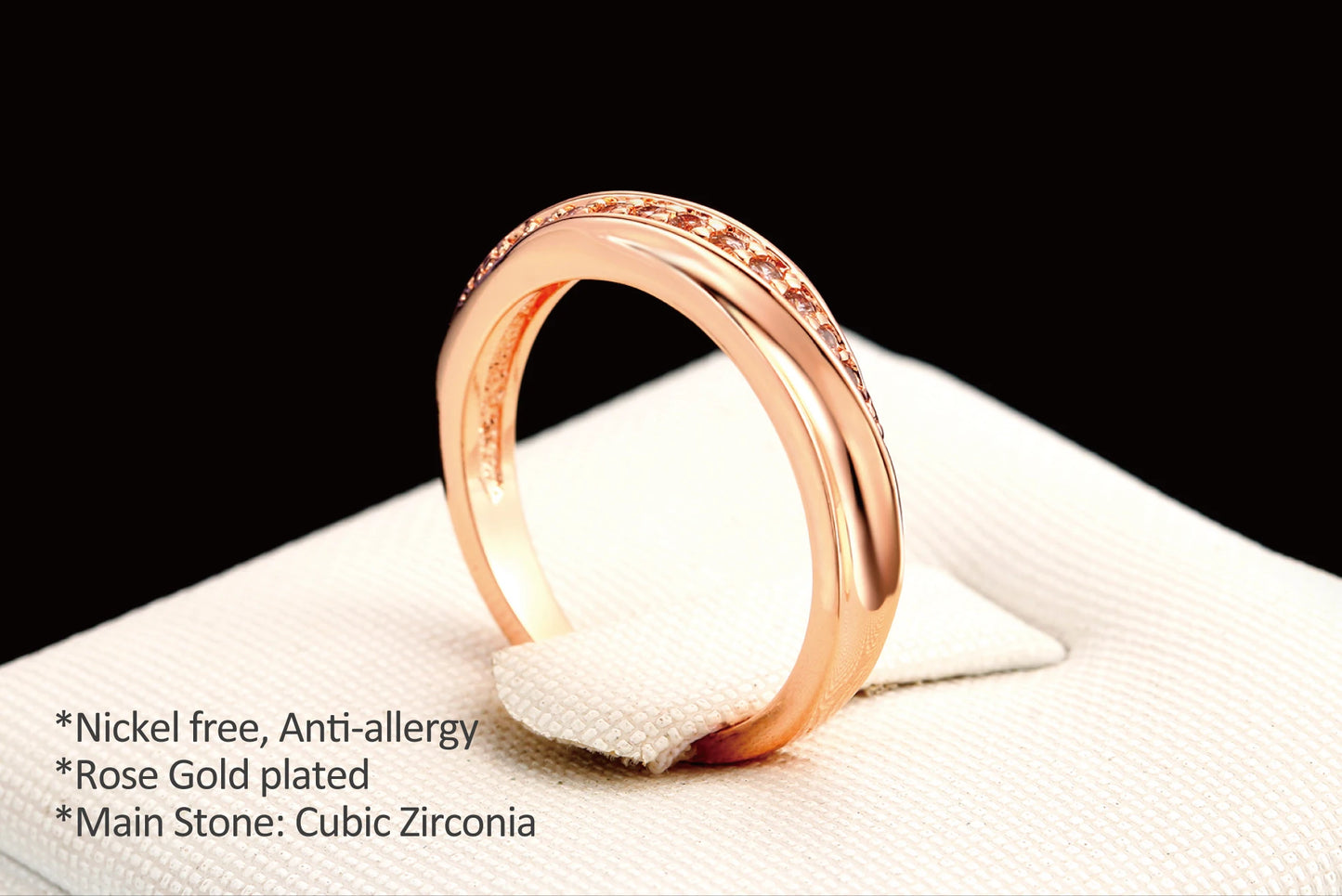 ZHOUYANG Simple Cubic Zirconia Ring In White Gold & Rose Gold