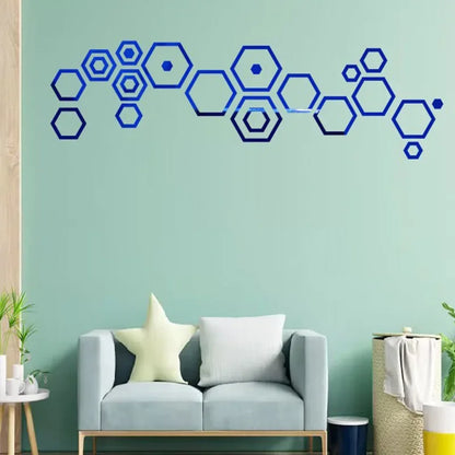 24pcs Hollow 3D Hexagonal Mirror Wall Sticker DIY Honeycomb Decoration Self Adhesive Paper Waterproof