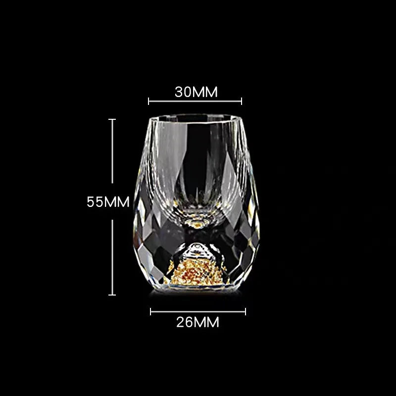 Luxury Crystal Glass Vodka Sake Shochu Bar Liqueur Double Bottom Gold Foil Glass Tea Cup High-end Gift Hard Liquor Wine Glasses