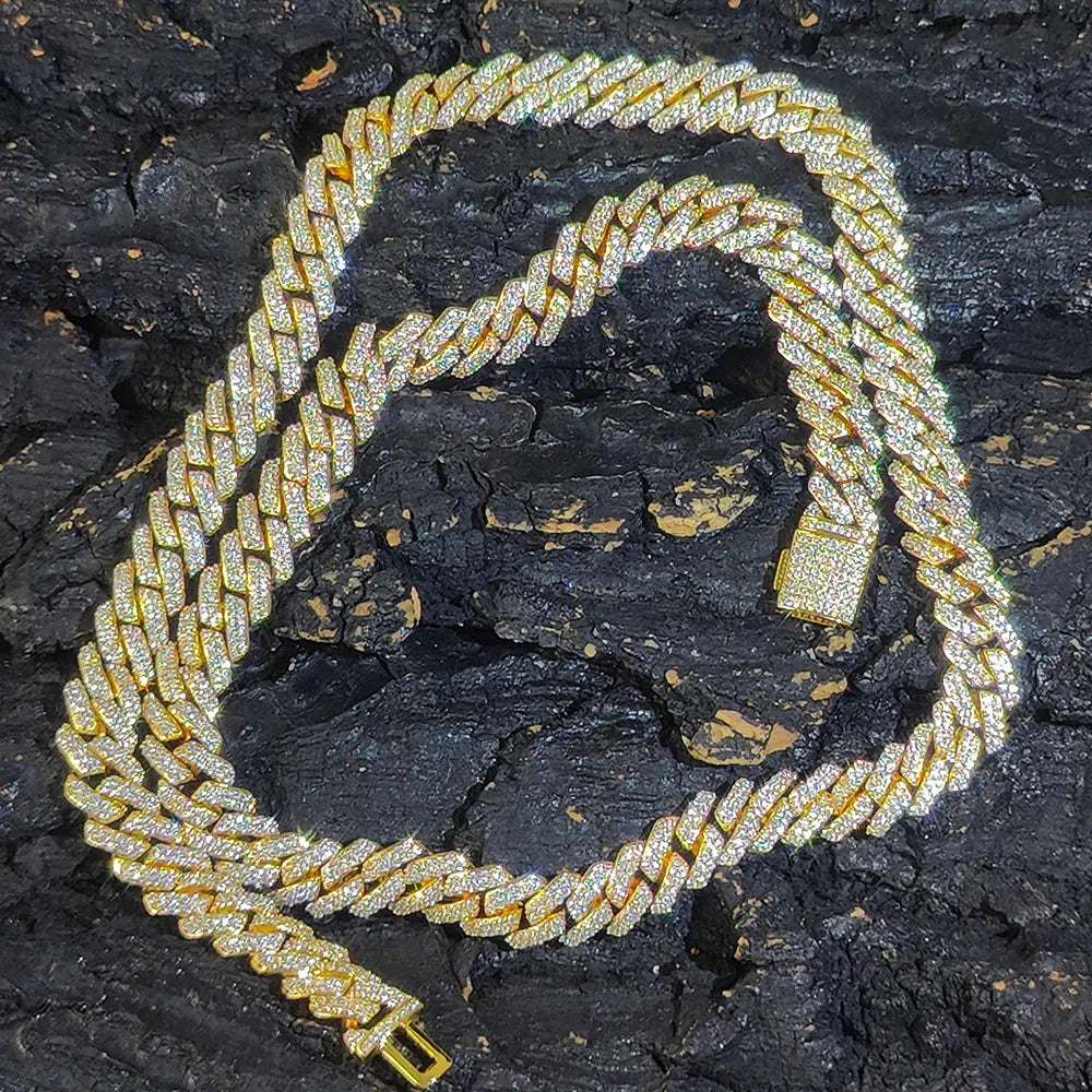 Cuban 7-24 Inch Iced Out Link Necklace for Men & Women - Silver & Gold Plated