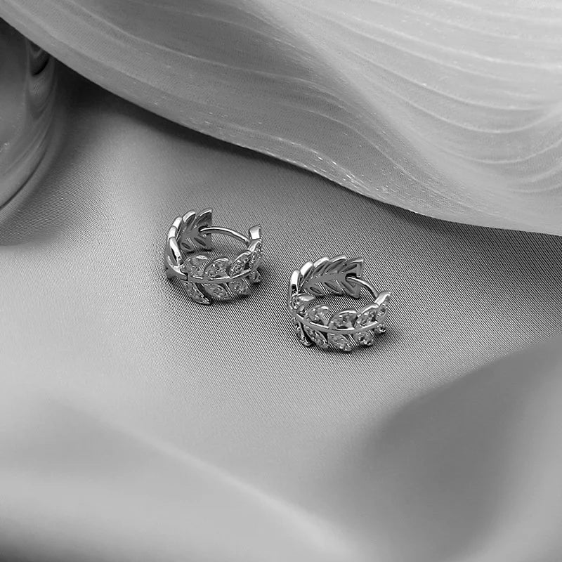 Multiple Style Delicate Leaf Ear Ring with Shiny CZ for Women Silver & Gold Colour