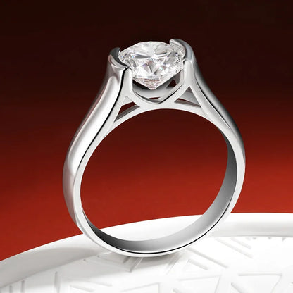 OEVAS 2 Carat VVS1 Moissanite D Color Ring With 18K White Gold Plated Or 100% 925 Sterling Silver