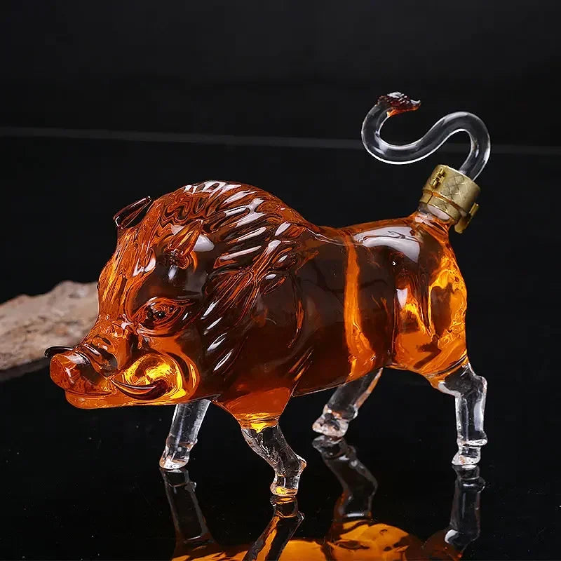 Luxury Glass Decanter Wild Boar - Capacity 1000ML