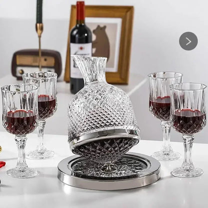 360 Rotating Wine Decanter Tumbler Desig Magic Glass Set Luxury Creative Crystal Dispenser Goblet Liquor Bottle Home Bar Party