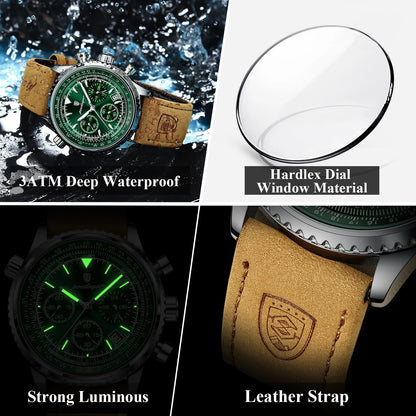 POEDAGAR Luxury Leather Band Quartz Watch - Waterproof, Luminous, Date And Box