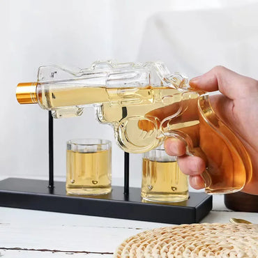 Revolver glass decanter - whiskey glass set Pistol shaped