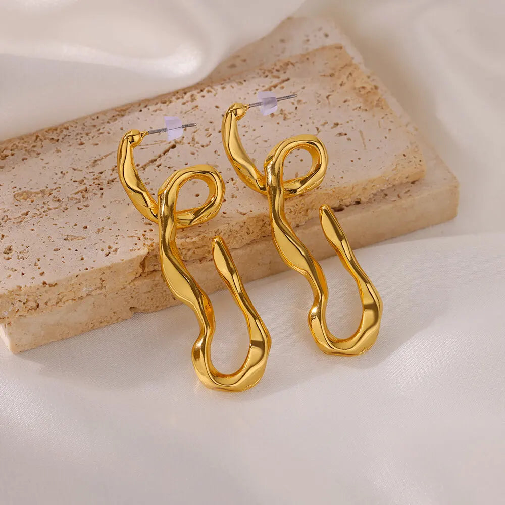 Multiple Styles Golden Colour Stainless Steel Earrings