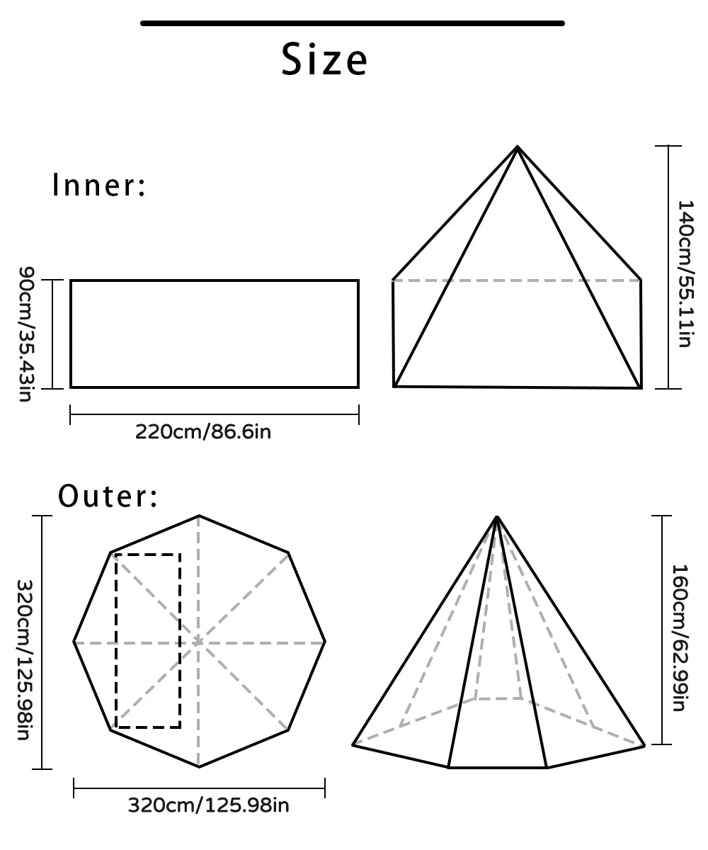 Top Lander Ultralight Double Layer Tipi Teepee Tent