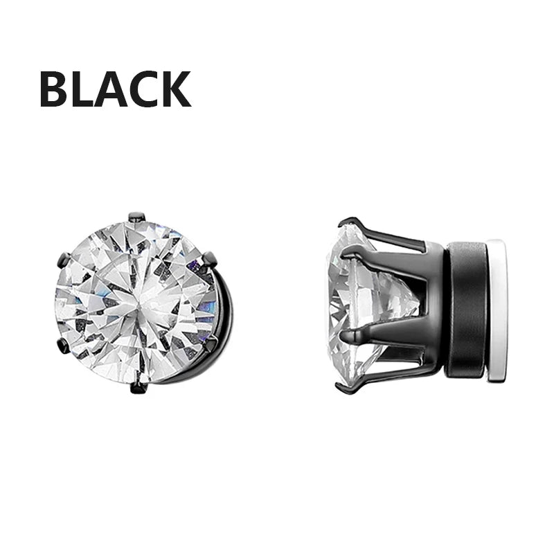 2PCS Magnetic Crystal Ear Clips White, Yellow & Black Zircon Magnet Earrings