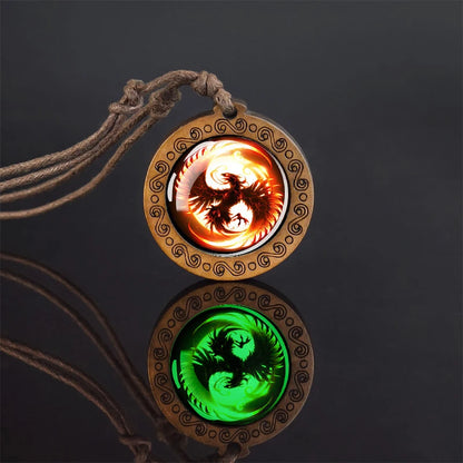 Luminous Glow In The Dark Variants Of Ice & Fire Pendant Necklaceses With Rope Chain