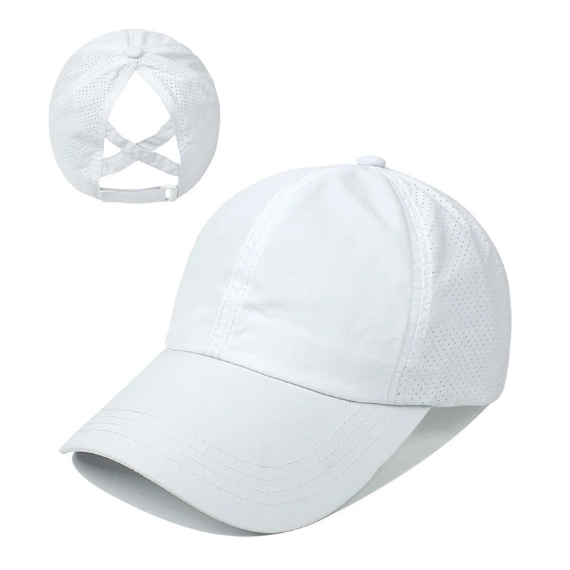 Summer Men & Woman Sport Leisure Cross-Ponytail Mesh cap - Quick-Drying Half-Hollow