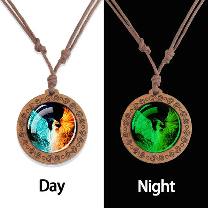 Luminous Glow In The Dark Variants Of Ice & Fire Pendant Necklaceses With Rope Chain