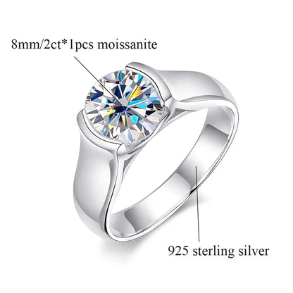 OEVAS 2 Carat VVS1 Moissanite D Color Ring With 18K White Gold Plated Or 100% 925 Sterling Silver