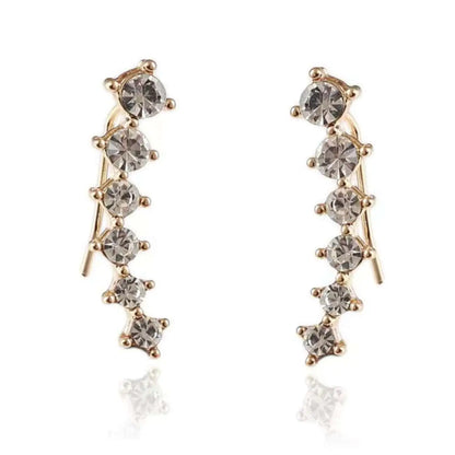 Elegant Multi Colour 6 Gem Rhinestone Ear Clip Earrings