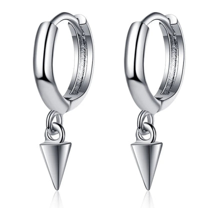 MEETSOFT Trendy 925 Sterling Silver Cone Black & Silver Hoop Earrings