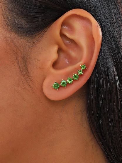 Elegant Multi Colour 6 Gem Rhinestone Ear Clip Earrings