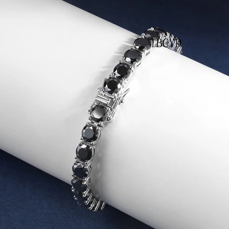 TBCYD 3/4/5/6.5mm Black Moissanite Tennis Bracelet For Men&Women - S925 Silver / 18K Gold Plated