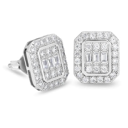 Fancy Iced Out Cubic Zirconia Ear Stud Earrings