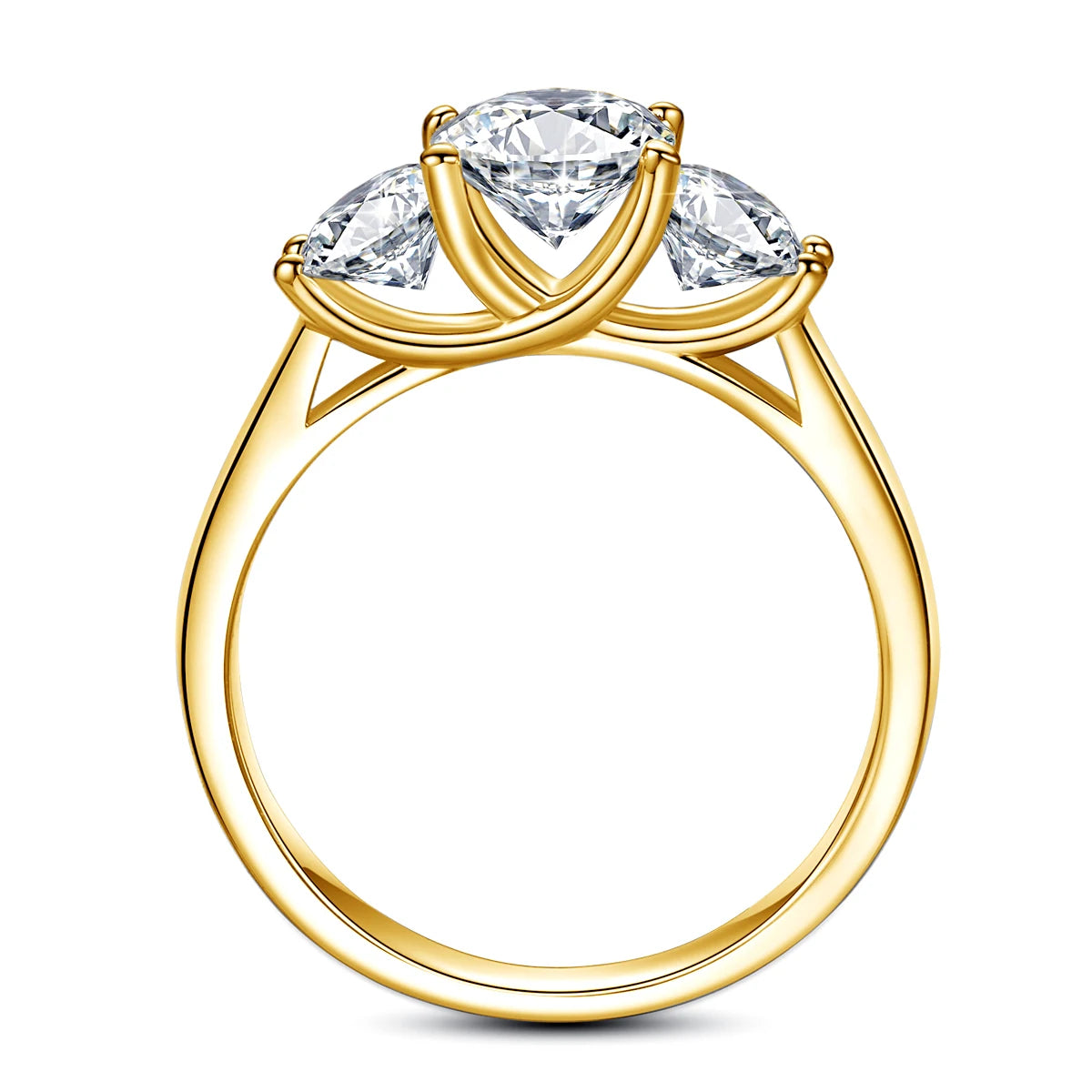 Fancy Gold Colour Moissanite Ring With 2ct D Color VVS1 Stone & Certificate