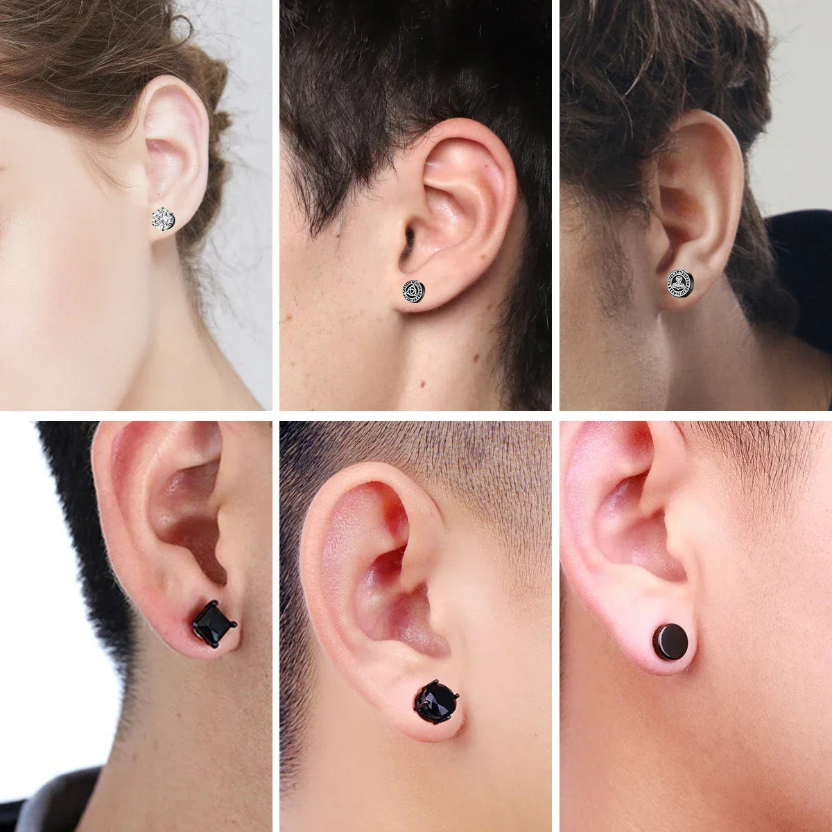 1Pairs Strong Magnetic Zirconia Crystal Stud Clip Earrings