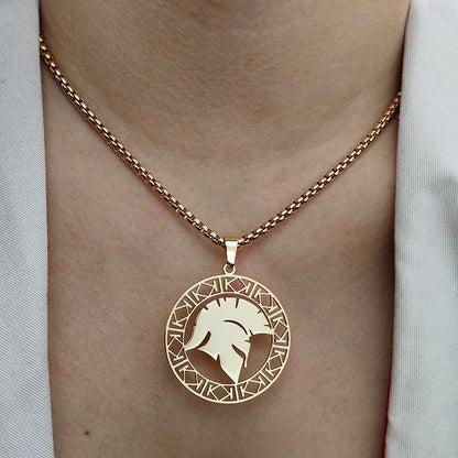 Spartan Warrior Helmet Pendant With Stainless Steel Chain In Gold/Silver/Black Necklace