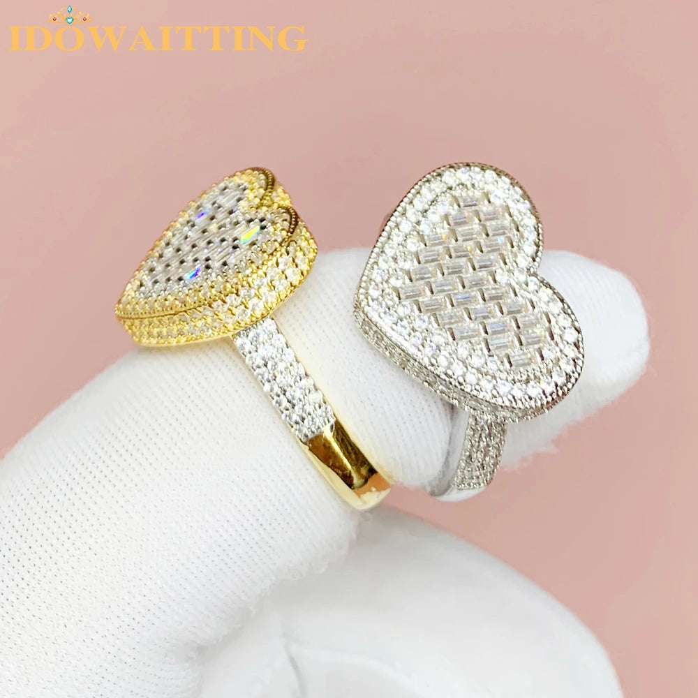 IDOWAITTING Different Variety Iced Out Heart Ring Micro Paved Cubic Zirconia & S925 Silver Rings