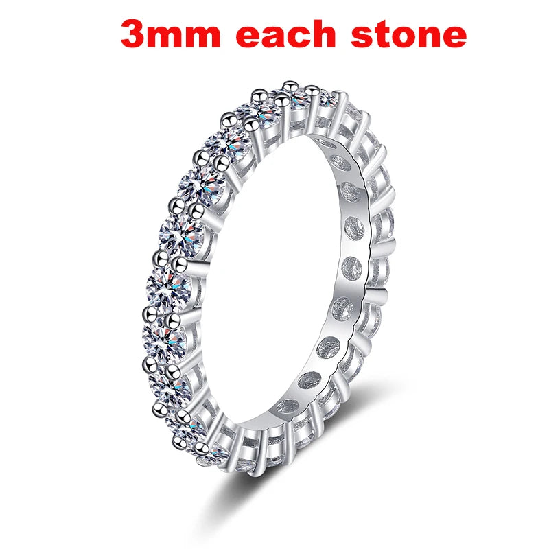 Smyoue 2-5mm Full Moissanite Ring for Women Sparkling Wedding Eternity Bands 100% S925 Sterling Silver Jewelry Classic Ring GRA