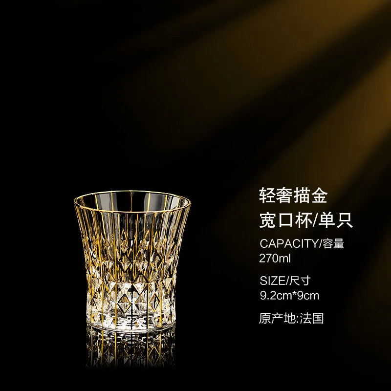 Golden Luxury Line Whiskey Glasses - Multi Functional Crystal Glases For Wine, Whisky, Beer & Cocktails