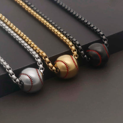 INGCHAU Stainless Steel Baseball & Baseball Cross Necklace