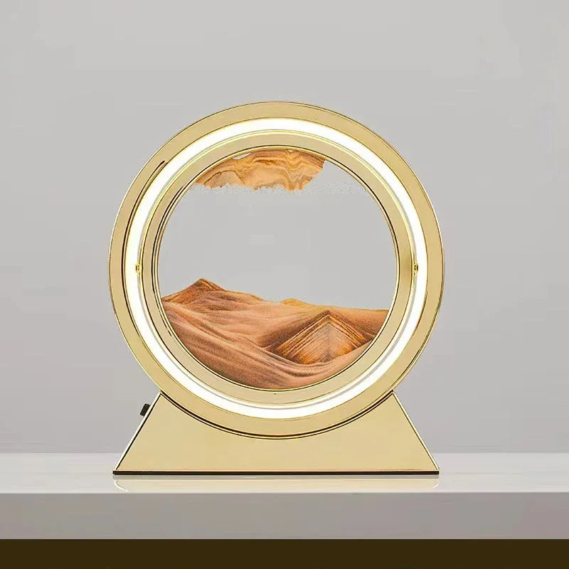 LED quicksand hourglass full circle with stand - Unique Art With Night Light