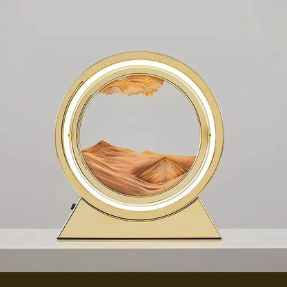 LED quicksand hourglass full circle with stand - Unique Art With Night Light