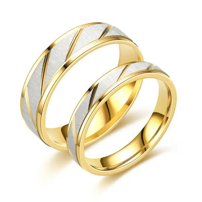 Luxurious Gold Colour Wave Pattern Stainless Steel Ring