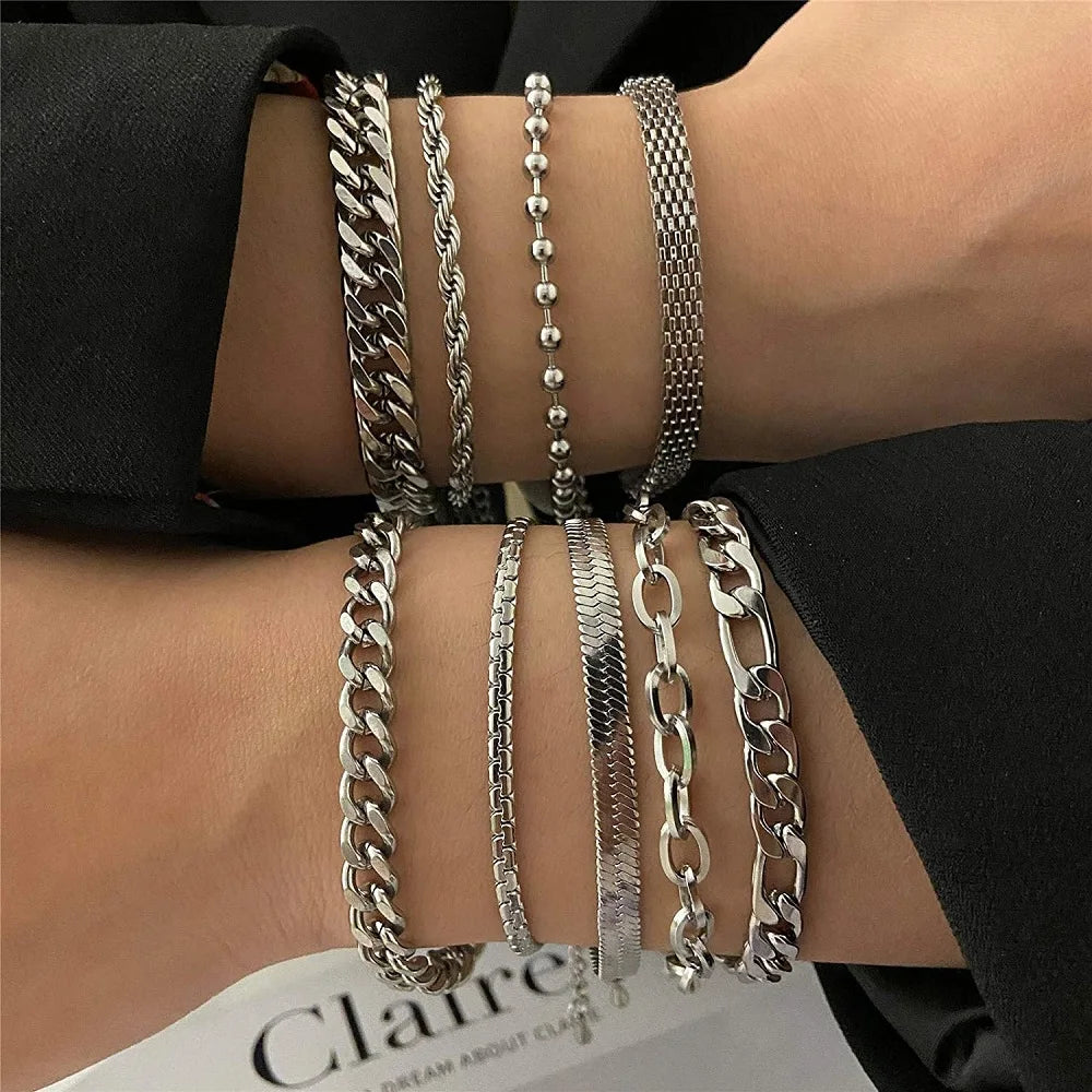 Figaro Stainless Steel Cuban Chain Bracelets