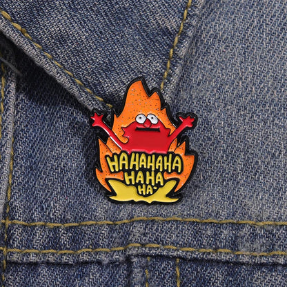 Funny Meme Fire Haha Enamel Pins