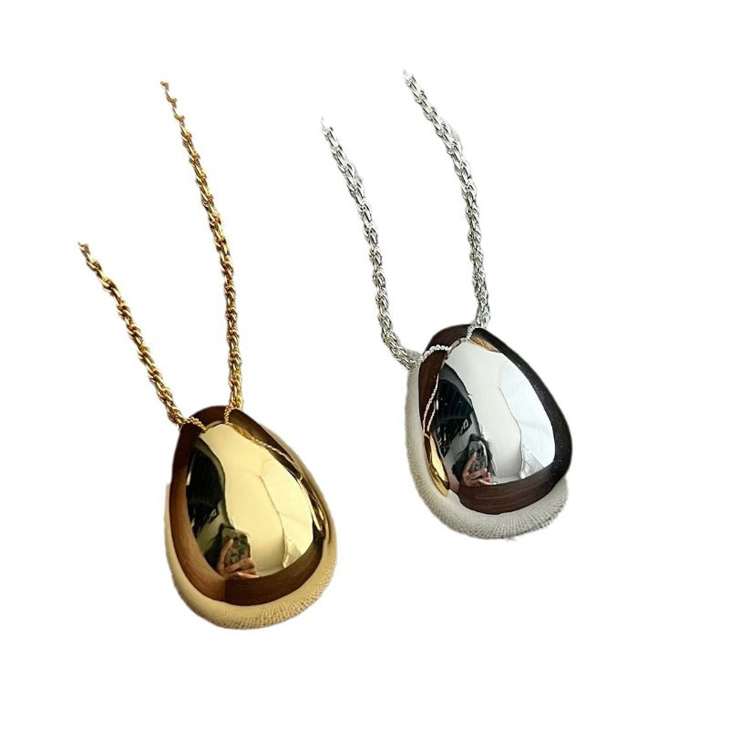 Bilandi Simple & Smooth Design Metal Teardrop Pendant Necklace For Women