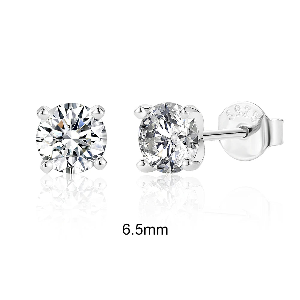 CANNER 0.5-1.2 Carat D Color Moissanite Ear Stud Earrings For Women 925 Sterling Silver Sparkling Piercing Earring Fine Jewelry