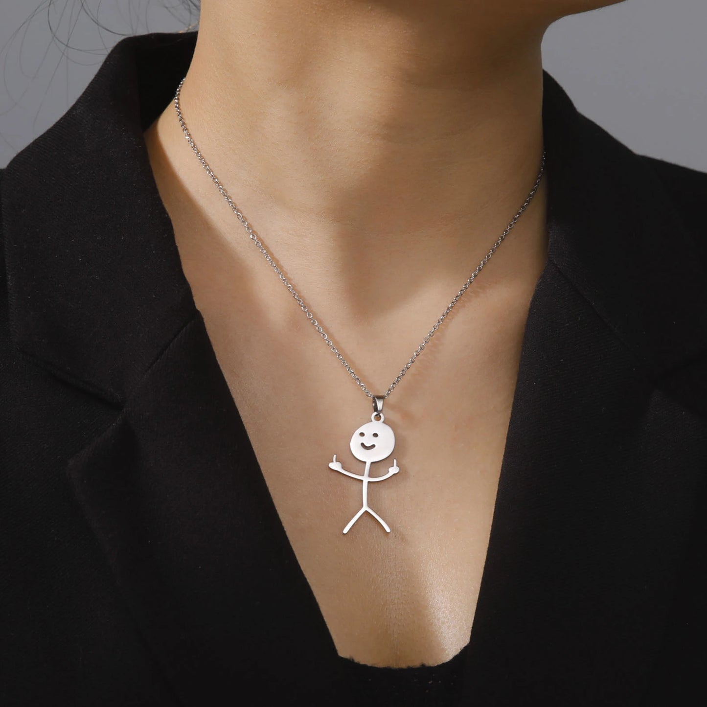 Teamer Multiple Style Middle Finger Stickman Pedant Necklace