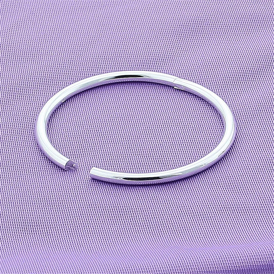 DOTEFFIL Silver Solid Smooth Opening Bangles Bracelet For Woman - 925 Sterling