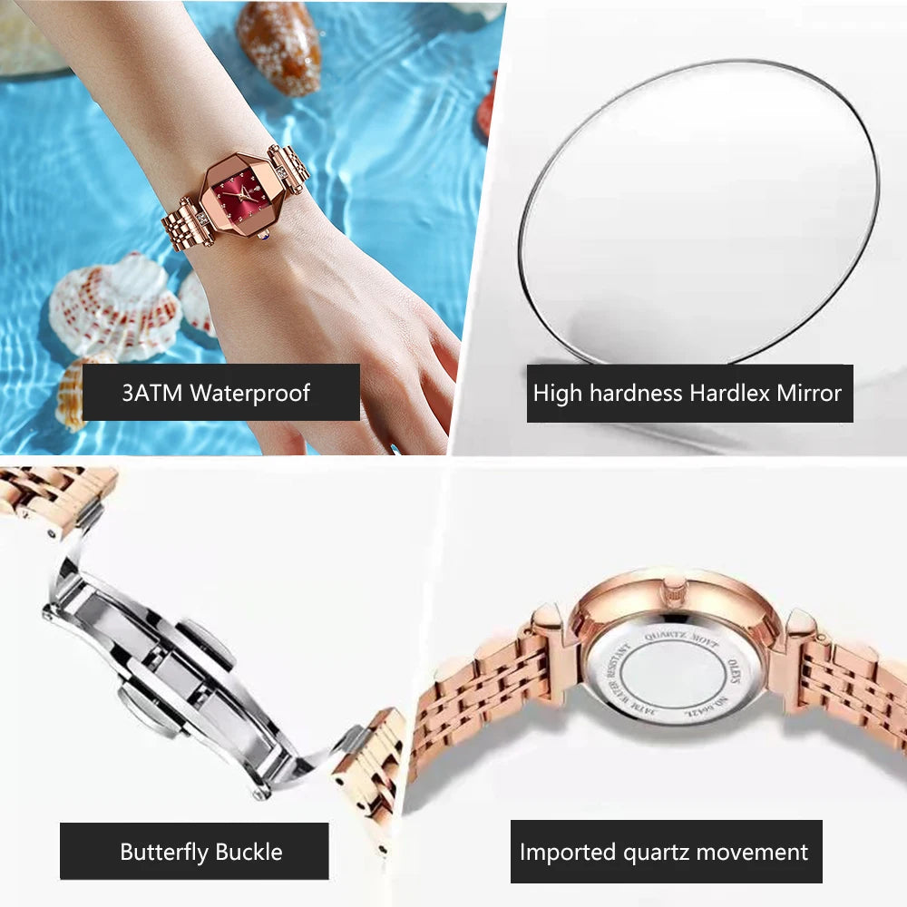 POEDAGAR Quality luxurious Stainless Steel Watch For Woman - Quartz Watch, Waterproof, Date And Box