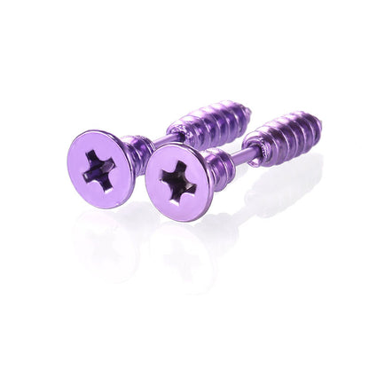 1Pair Punk Fashion Colorful Stainless Steel Screw Stud Earring