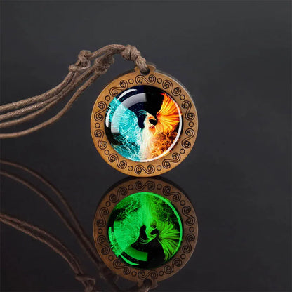 Luminous Glow In The Dark Variants Of Ice & Fire Pendant Necklaceses With Rope Chain