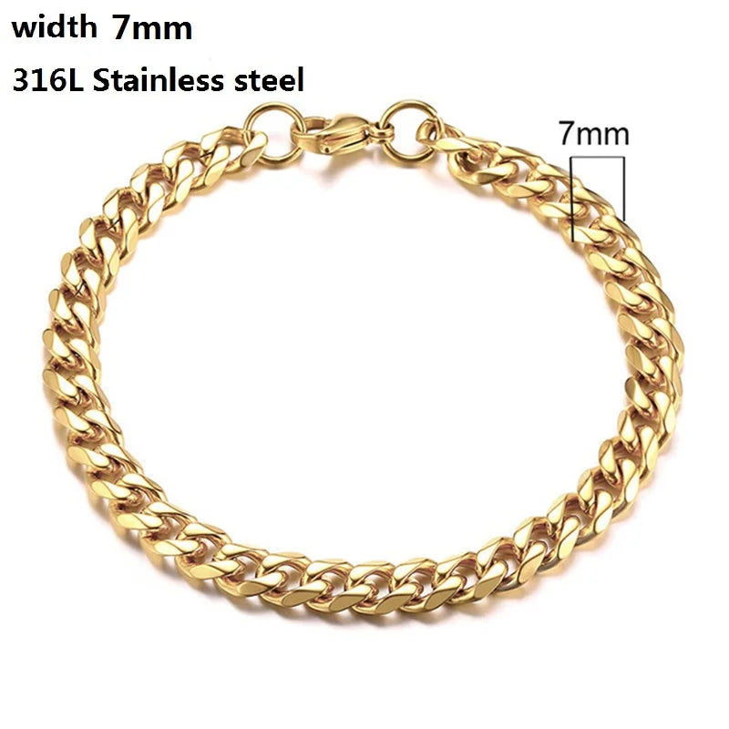 Figaro Stainless Steel Cuban Chain Bracelets