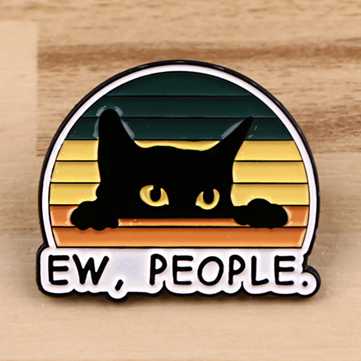 Ew,People Funny Black Cat Enamel Pin Brooches For Women Lapel Pins Badge on Backpack Costume Accessories Jewelry Vintage Gift