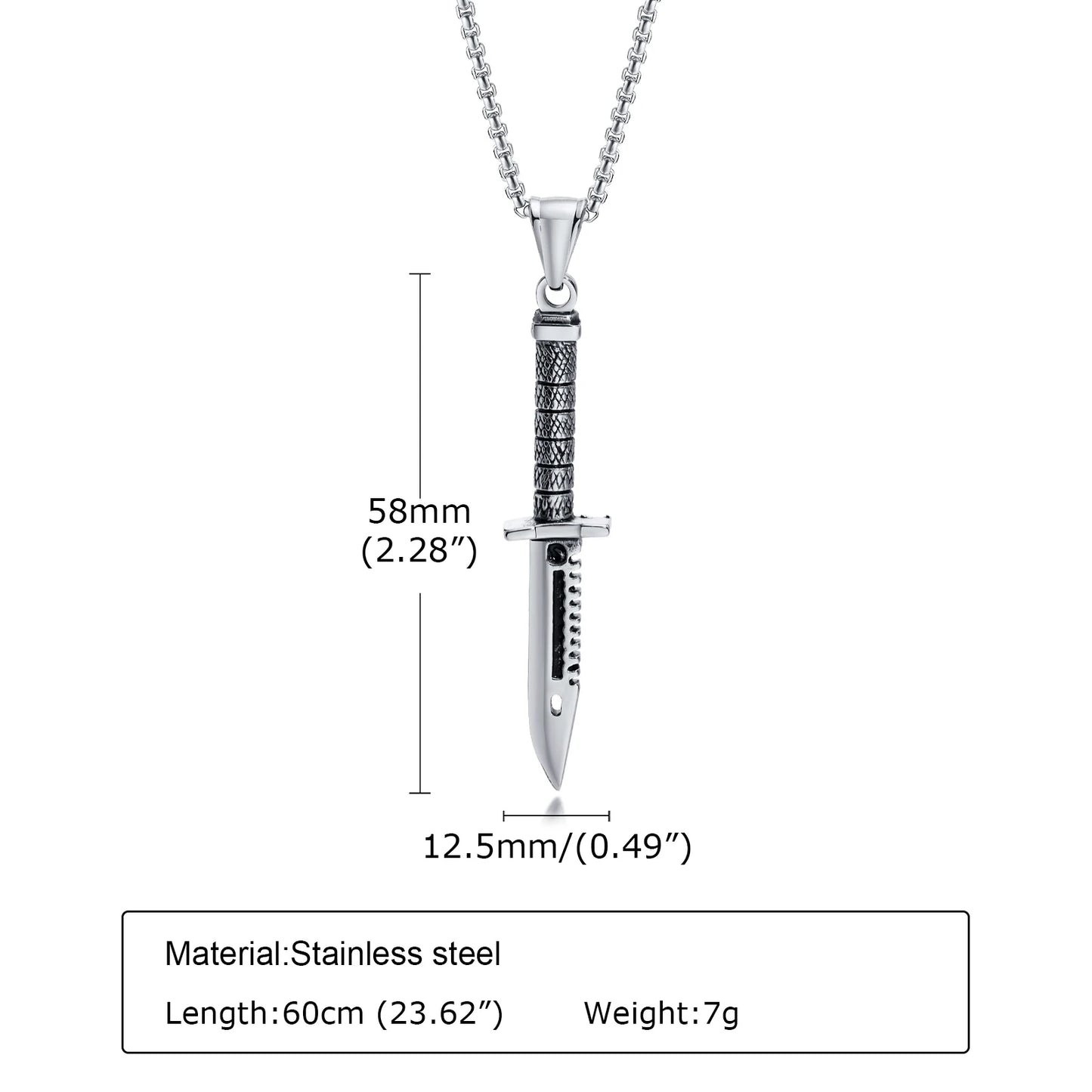 Vnox Cool Steel Stiletto Pendant Necklaces