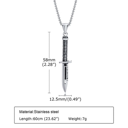 Vnox Cool Steel Stiletto Pendant Necklaces