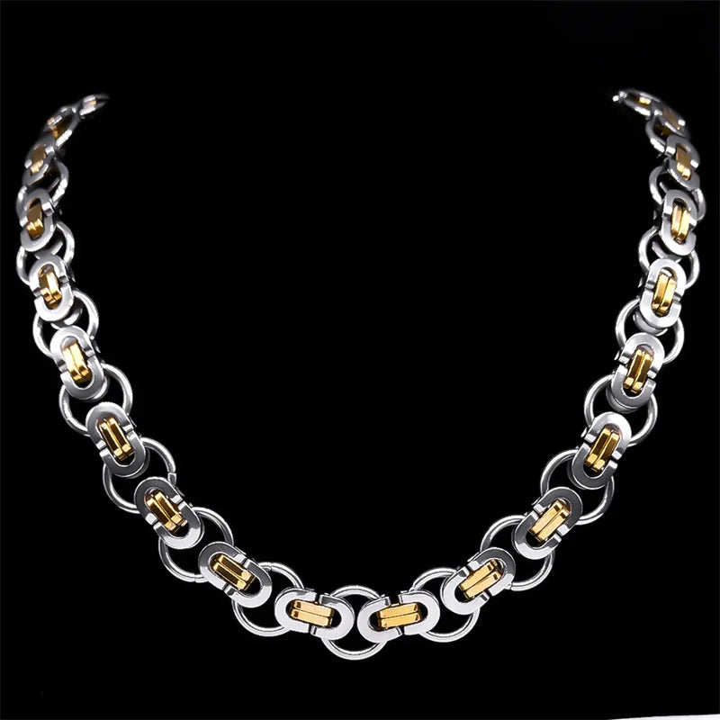 Byzantine Round Stainless Steel link chain Necklace