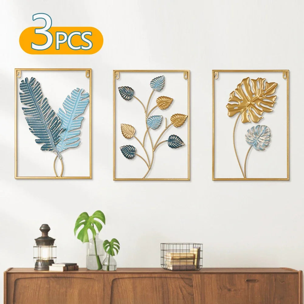 Metal Nordic Colored Leaf Wall Hanging pieces