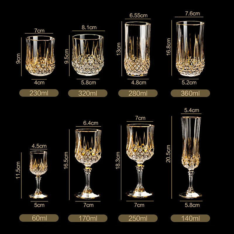 Golden Luxury Line Whiskey Glasses - Multi Functional Crystal Glases For Wine, Whisky, Beer & Cocktails